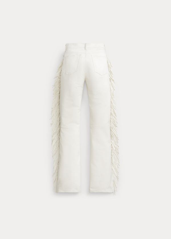 Pantalones Polo Ralph Lauren Mujer Blancos - Fringe Leather - VSZKW6851